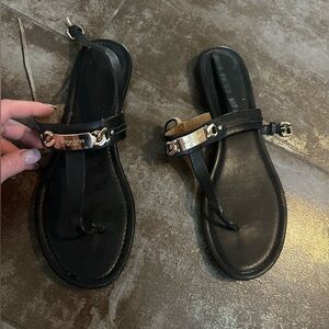 Black and gold COACH women’s sandals size 11